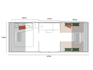 Camping Couleurs du Monde , Camping 4* à Faverolles sur Cher (Loir et Cher) - Location Bungalow pour 4 personnes - Photo N°3