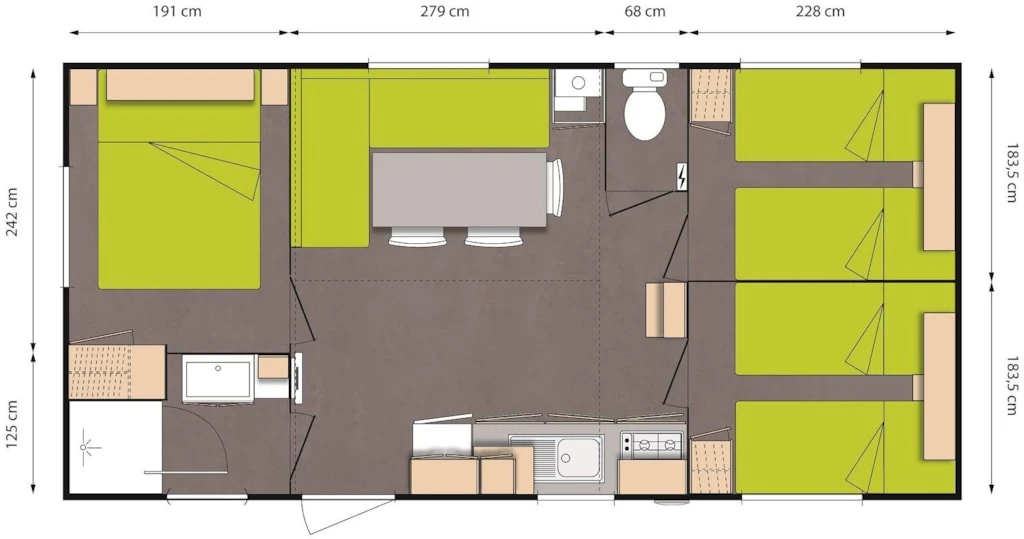 Camping Etche Zahar 3*, Camping 3* à Urt (Pyrénées Atlantiques) - Location Mobil Home pour 6 personnes - Photo N°9
