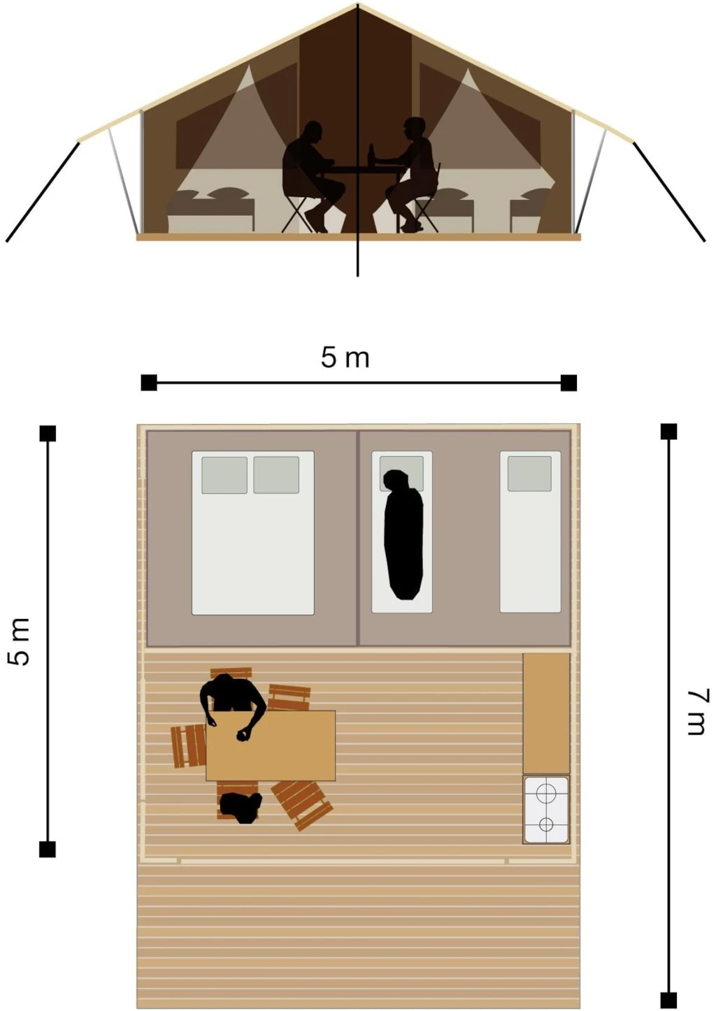 Camping Les Hirondelles 4*, Camping 4* à Loupiac (Lot) - Location Tente équipée pour 5 personnes - Photo N°7