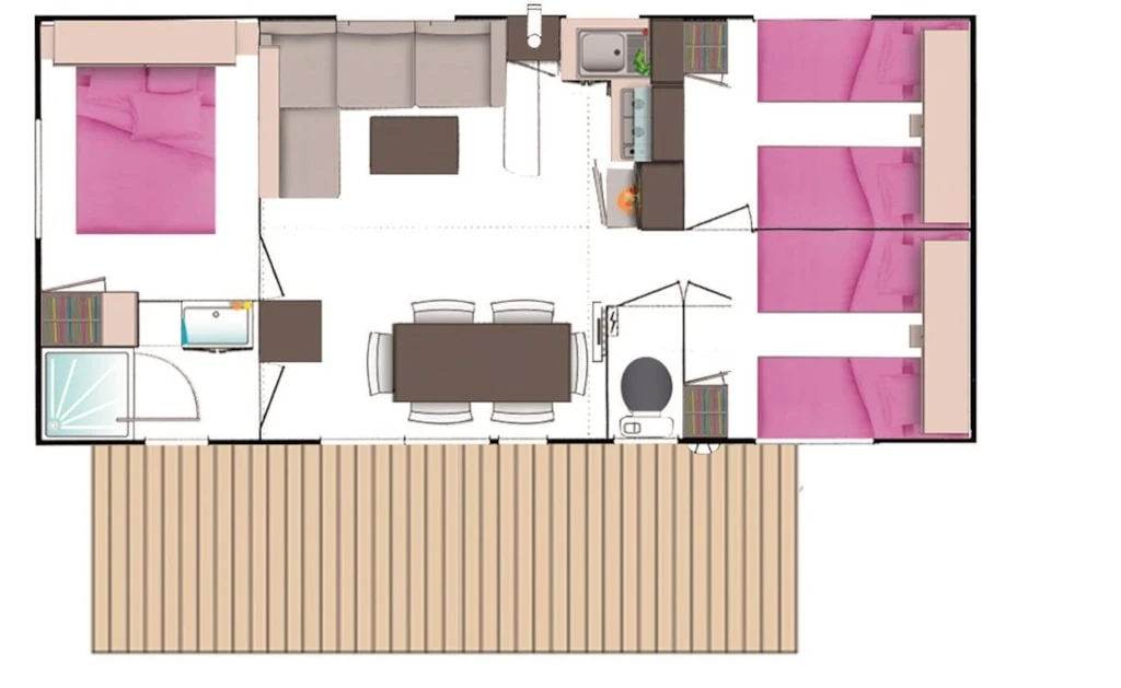 Camping l'Eden 4*, Camping 4* à La Baule Escoublac (Loire Atlantique) - Location Mobil Home pour 6 personnes - Photo N°7