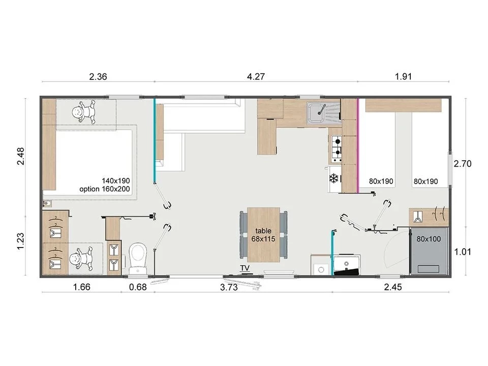 Camping Le Grand'R 4*, Camping 4* à La Faute sur Mer (Vendée) - Location Mobil Home pour 4 personnes - Photo N°7