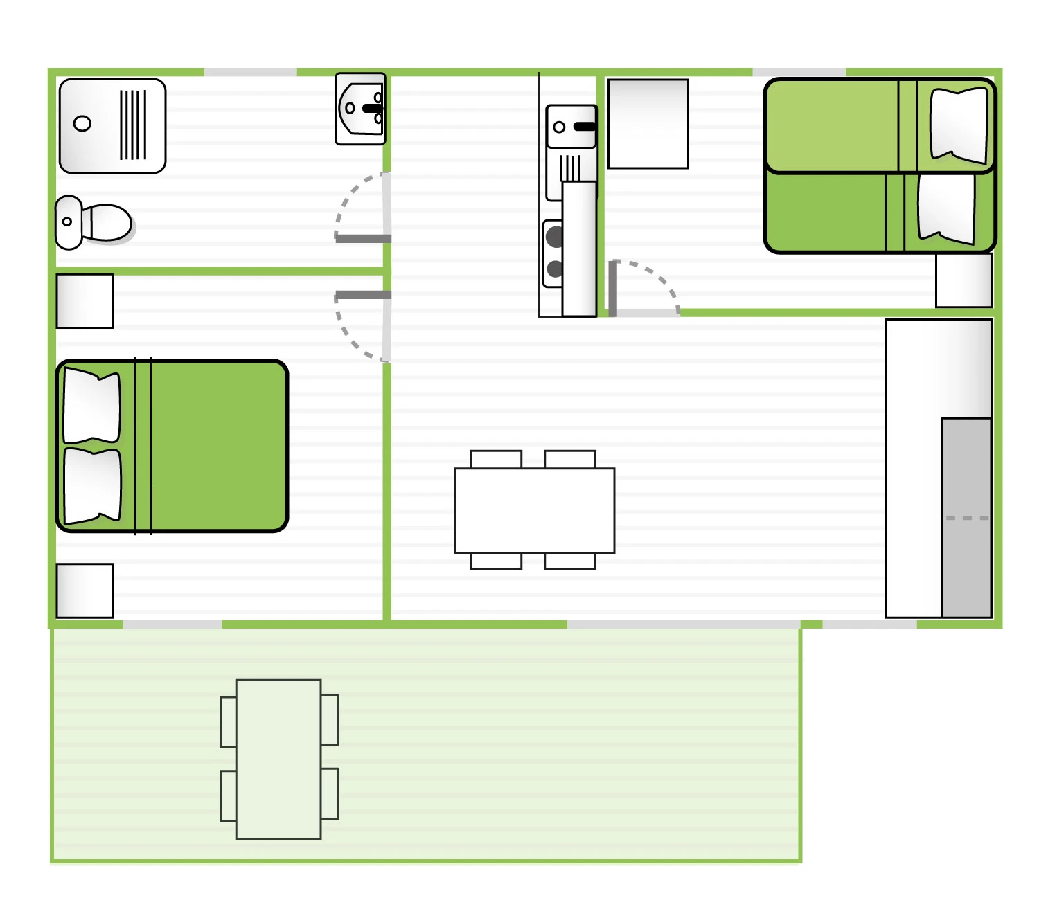 Camping Le Bois Fleuri 5*, Camping à Argeles sur Mer (Pyrénées Orientales) - Location Chalet pour 5 personnes - Photo N°8