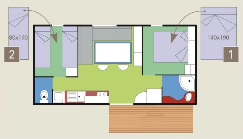 Camping Les Gros Joncs 5*, Camping 5* à Saint Georges d'Oléron (Charente Maritime) - Location Mobil Home pour 4 personnes - Photo N°7